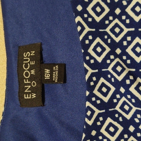 Enfocus Women Blue and White Sleeveless Dress - Picture 7 of 12